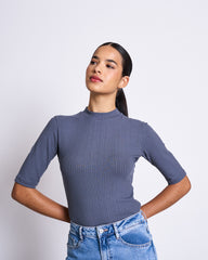 LYOCELL RIB T-SHIRT NINA TURBULENCE von JAN `N JUNE