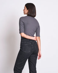LYOCELL RIB T-SHIRT NINA DARK GREY von JAN `N JUNE