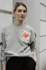 Organic Sweatshirt FLOWER grau
