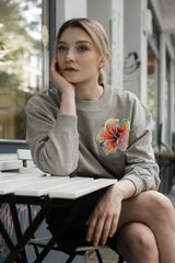 Organic Sweatshirt FLOWER grau