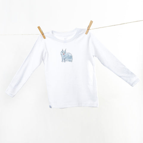 Shirt langarm weiß mit Katze