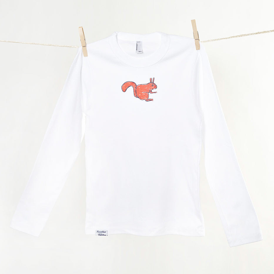 Shirt langarm weiß mit Eichhörnchen