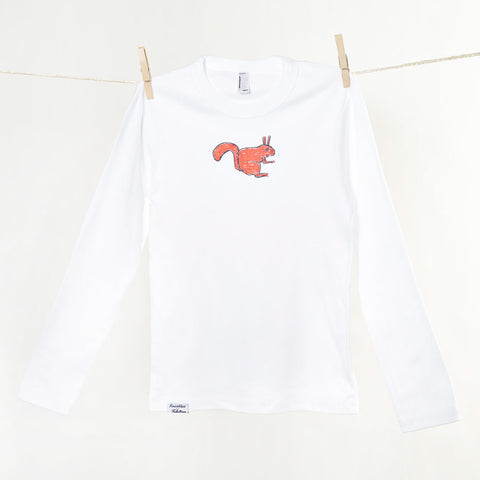 Shirt langarm weiß mit Eichhörnchen
