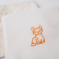 Knistertuch mit Fuchs bestickt